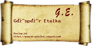 Gáspár Etelka névjegykártya